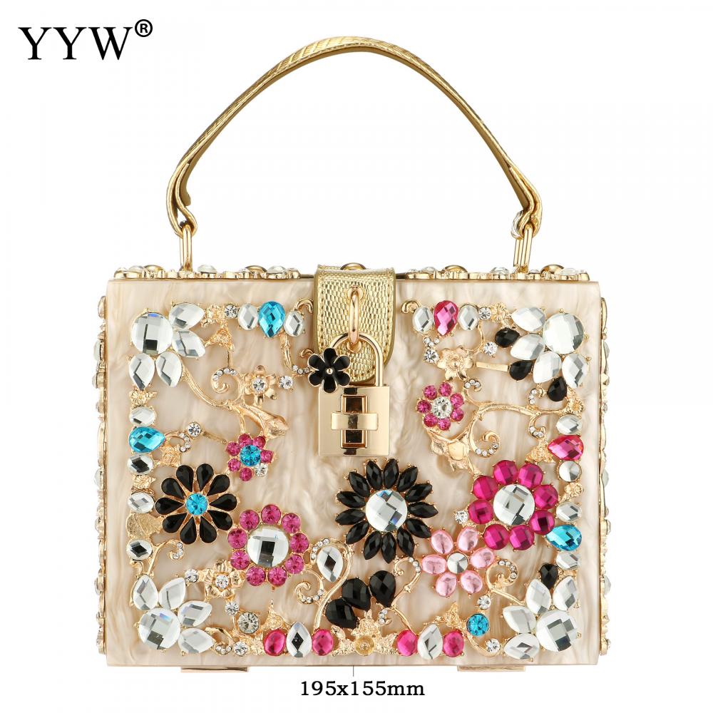 Acrylic Handbag 2023 Fashion Flower Shoulder Bags Evening Party