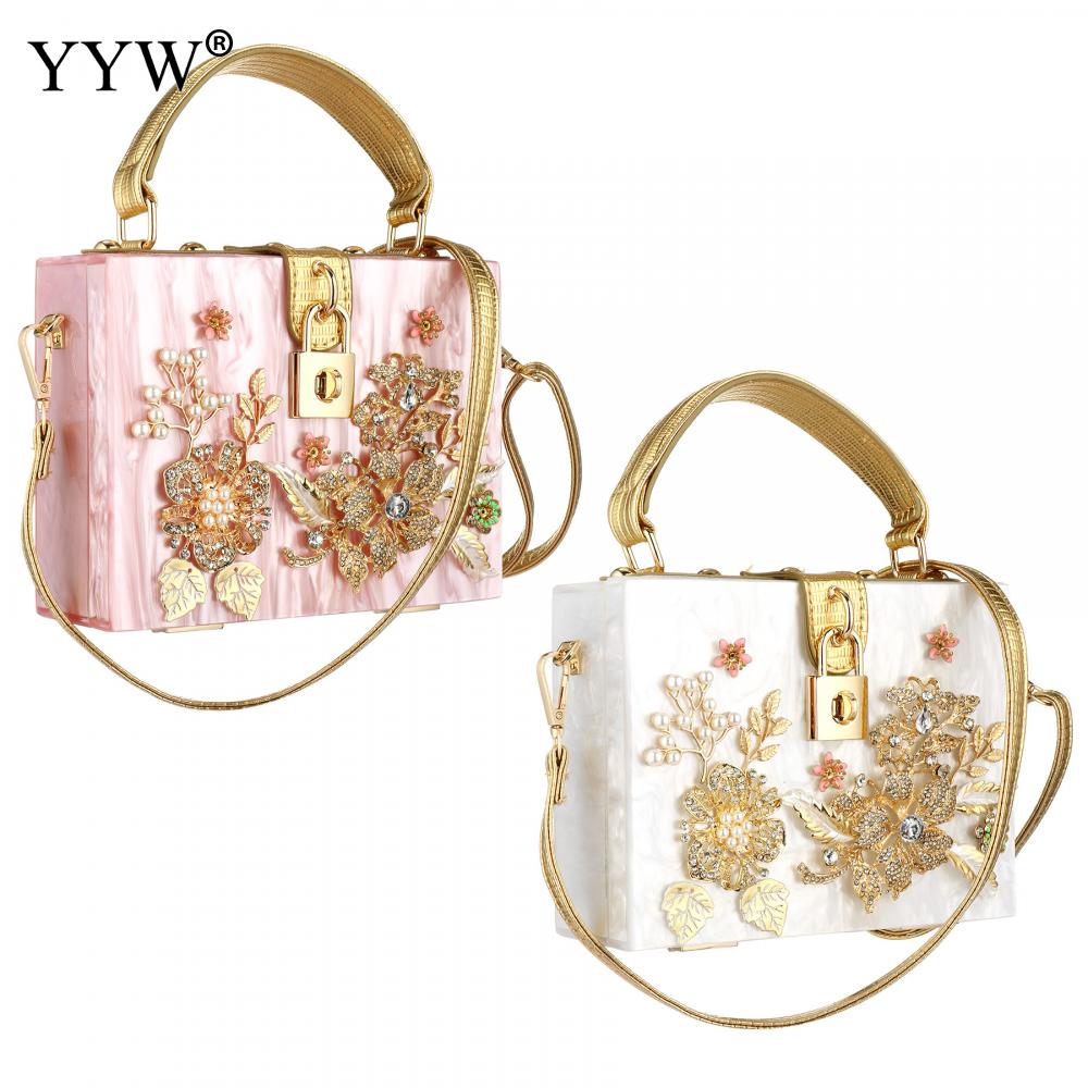 Acrylic Handbag 2023 Fashion Flower Shoulder Bags Evening Party